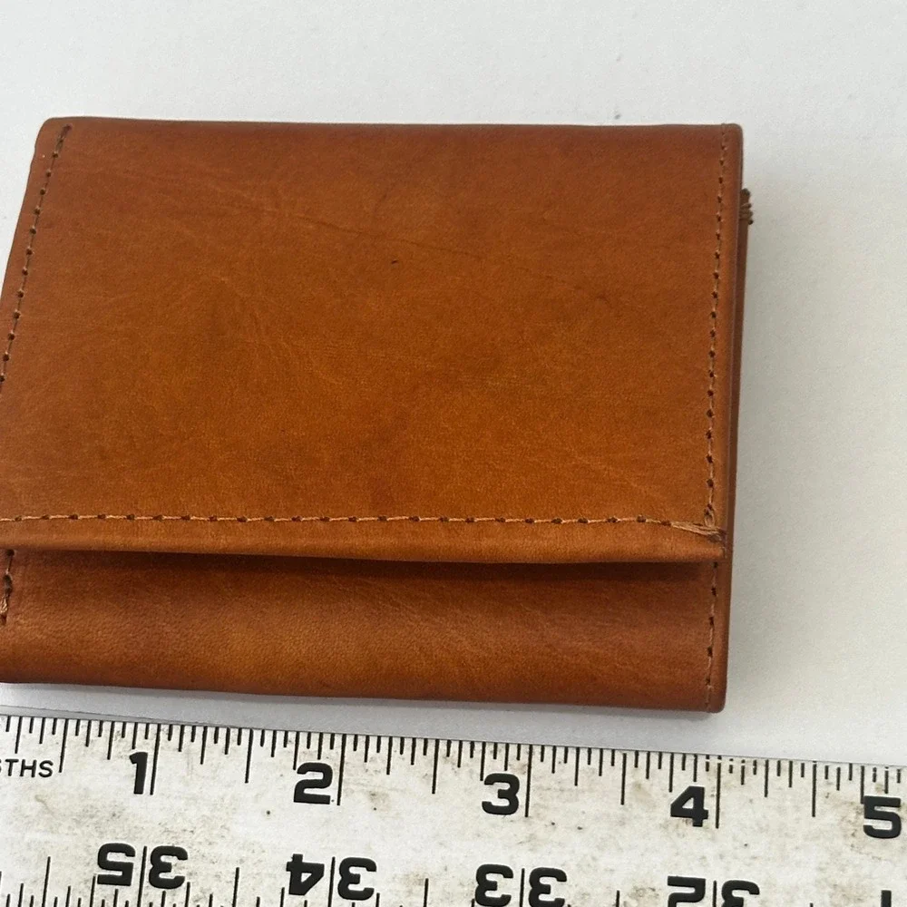Artisan Handmade Leather Trifold Wallet Rustic Saddle Tan Mens
